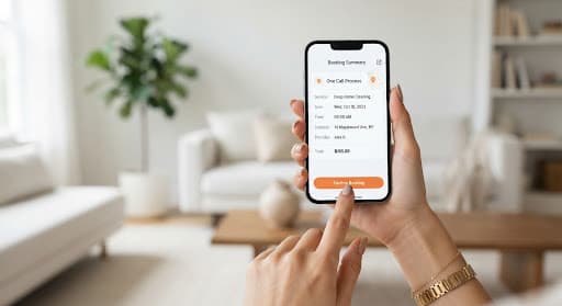 Customer booking a home service on a smartphone app
